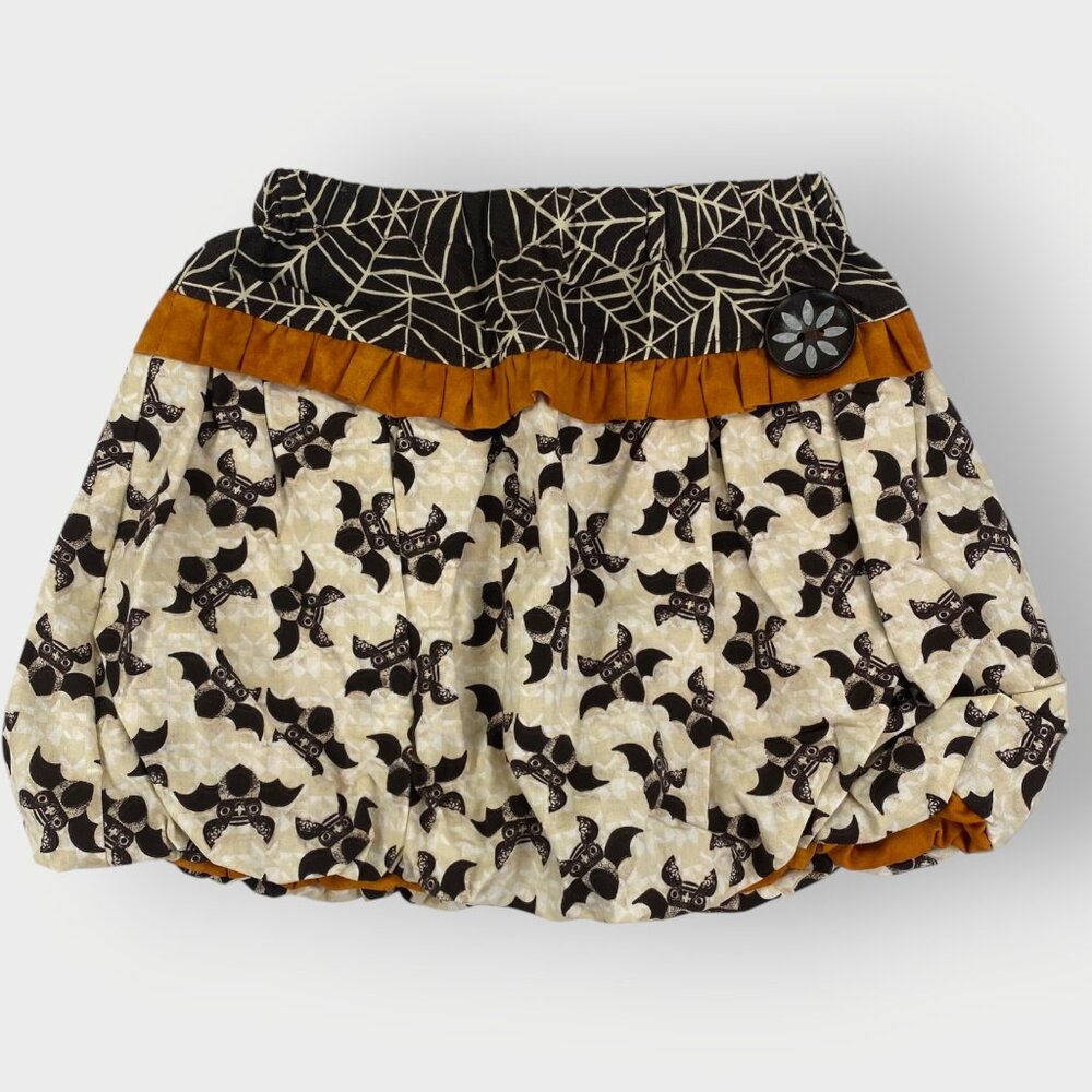 Girls Halloween Bubble Skirt | 6 | Bat Spiderweb Print | Fall Spooky Trick
